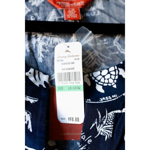 Tommy Bahama Relax L Ocean Bliss Tunic 12-14 NEW Hawaii tropical vacation resort - Picture 4 of 8